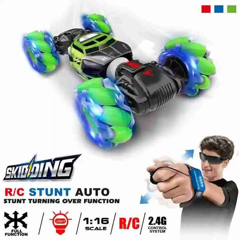 

Remote Control Stunt Car With LED Light Music Gesture Induction Deformable Twist Off-road Vehicle RC Drift Car Toys For Kid Gift