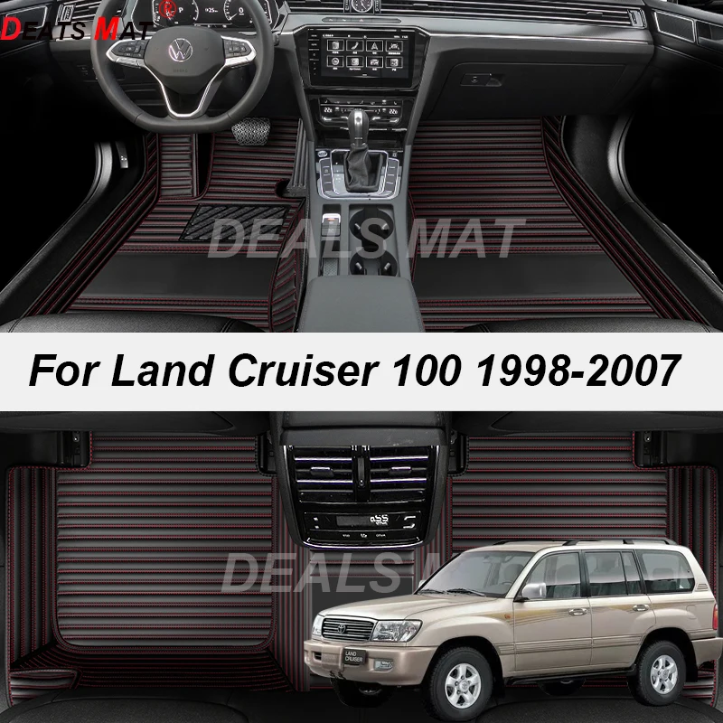 Custom 5 Seats Leather Luxury Auto Car Mats With Pockets Floor Carpet Rugs For Toyota Land Cruiser 100 2004 2005 accessories | Автомобили