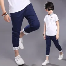 Лето ; стиль; Чистый хлопок; модный стиль; Тонкие разноцветные брюки капри для мальчика Детские летние тонкие брюки для мальчика