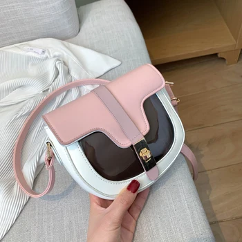

PU Leather Mini Crossbody Bags For Women 2020 Fashion Contrast Color Shoulder Messenger Handbags Summer Transparent bag