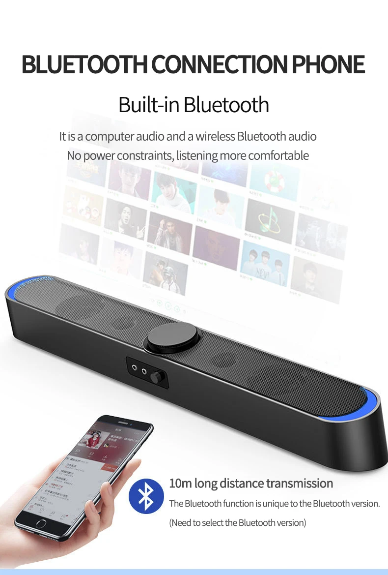 Desktop Laptop Wired Profession Boombox Gaming SoundBox Wireless Bluetooth Computer Speakers SoundBar LED Lights 3.5mm Audio USB