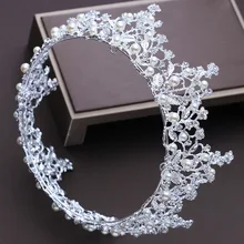 Невесты большой Размеры queen круглой формы в форме короны роскошные стразы невесты большой Корона этап подиумов брак фотосессии свадебное платье Headdre