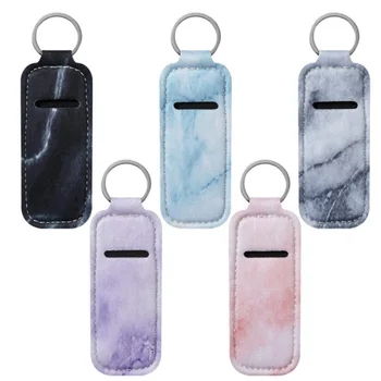

100Pcs/Pack Women Cosmetic Storage Organizer Neoprene Keychain Lip Balm Chapstick Holders Makeup Bag Lipstick Keyrings Wholesale