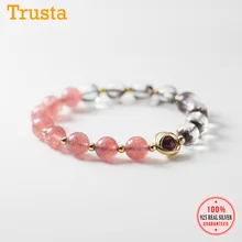 Trustdavis 925 стерлингового серебра минималистский Клубника Кристалл эластичные браслеты для женщин подарок на день рождения ювелирные изделия подарок DS2248