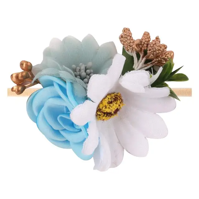 Floral Girls Headbands Newborn Baby Elastic Princess Hairbands Kids Pearl Flower Fresh Style Cute Hair Accessories Diademas 25
