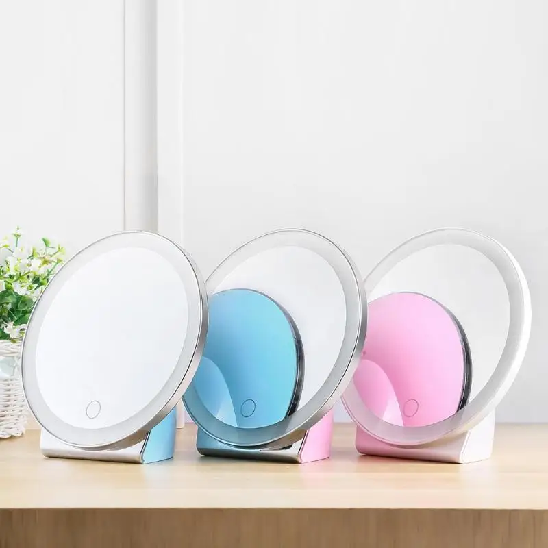 Rechargeable Round 34LED Touch Makeup Mirror Lamp Dimmable Vanity Mirror Light Touch Button Stepless Dimming Adjustment