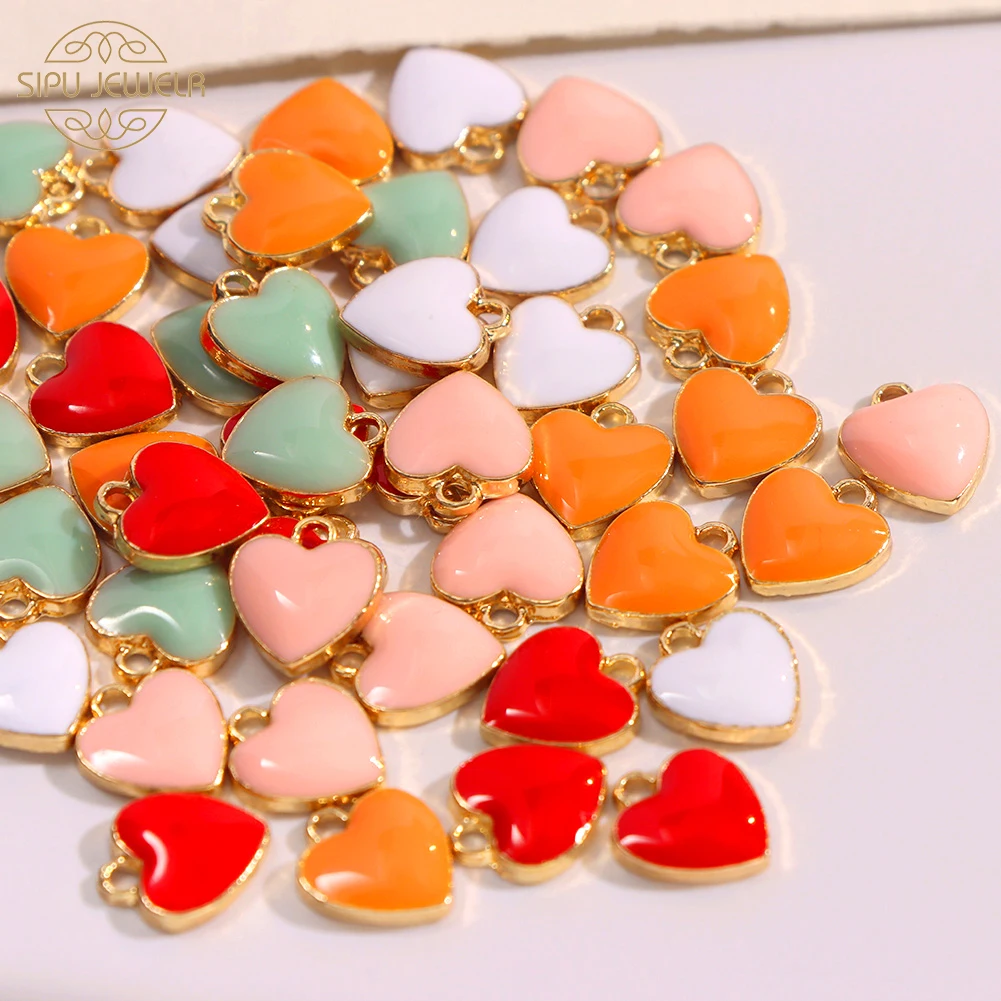 10 шт./лот милые мини эмалевые подвески в форме сердца для ювелирных изделий