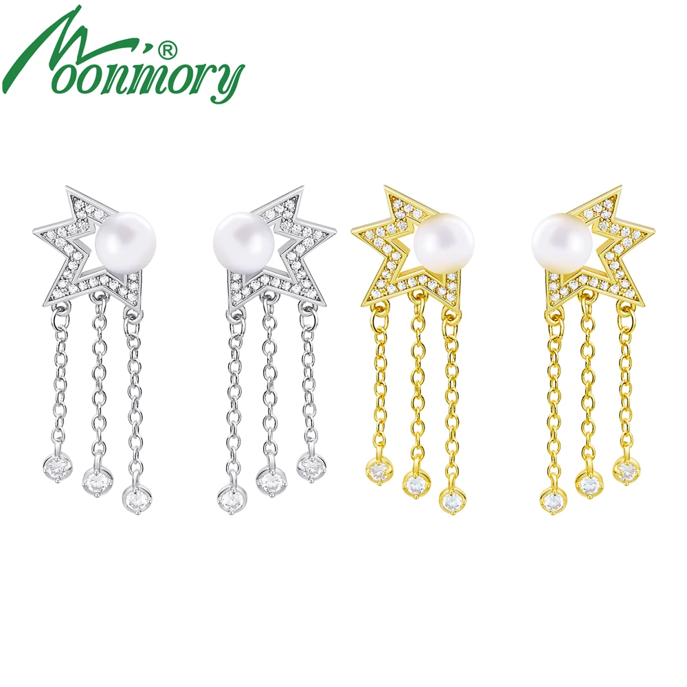 

Moonmory Brinco 925 Sterling Silver Pear Star Drop Earring For Women Comet Plus Crystal Pave Earring Fine Jewelry Christmas Gift