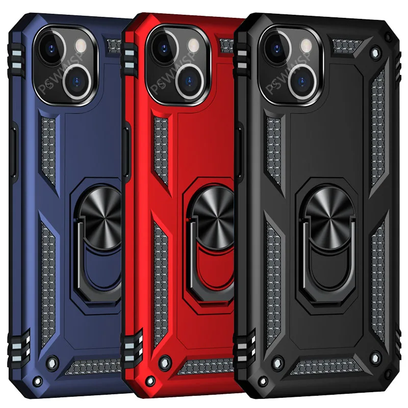 Metall Ring Kickstand Rüstung Stoßfest Fall Für iPhone 14 12 11 13 Mini X Xs Max Pro XR SE 7 8 6 6S Plus TPU Halter Abdeckung Coque_voghion.com