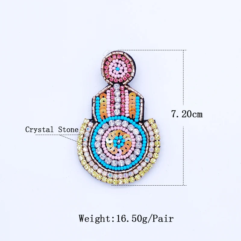 Boho Trendy Pink Flowers Stud Earrings For Women Wedding Party Jewelry Boho Metal Earrings Female Size