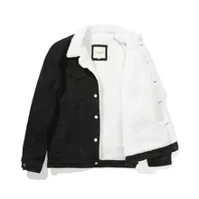 6XL, Мужская джинсовая флисовая куртка, зимняя однотонная повседневная мужская куртка высокого качества, ковбойская Мужская джинсовая уличная куртка, Chaqueta Hombre, GCM004