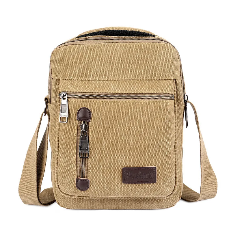 

New Style Men Canvas Shoulder Hand Multi-Purpose Bag Casual Soft Surface Large Capacity Shoulder Bag