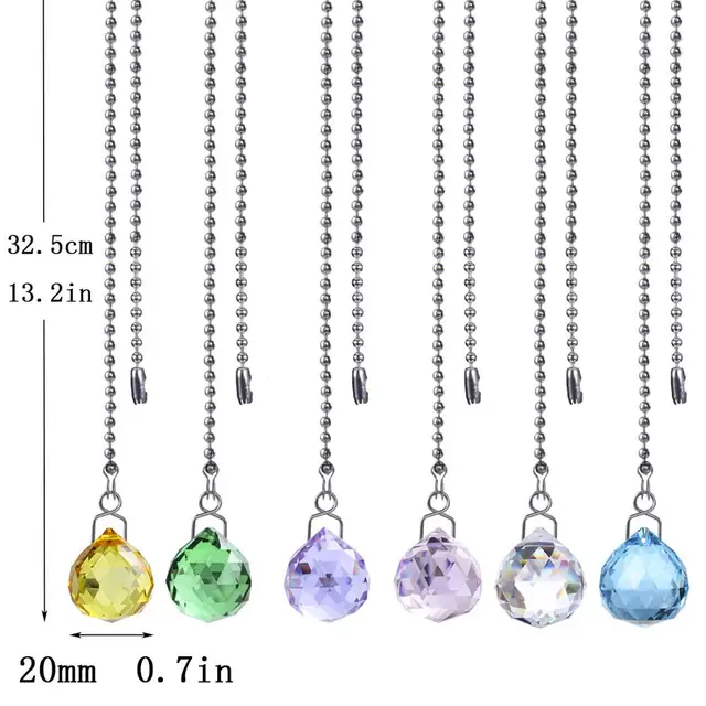 H&D 6, 20 Mm -Es Kristálygolyó Prizma Szivárványos Ablak Függő Napsütő Dísz Káprázatos Mennyezeti Ventilátor Húzási Láncok Otthoni Dekorációhoz - Image 6