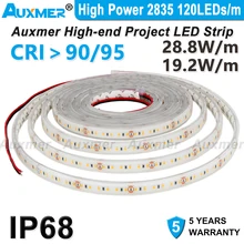 

High Power 2835 LED Strip,120LEDs/m,CRI95/90,IP68,19.2W/m,DC12V/DC24V,Silicone waterproof,Suitable for outdoor, underwater