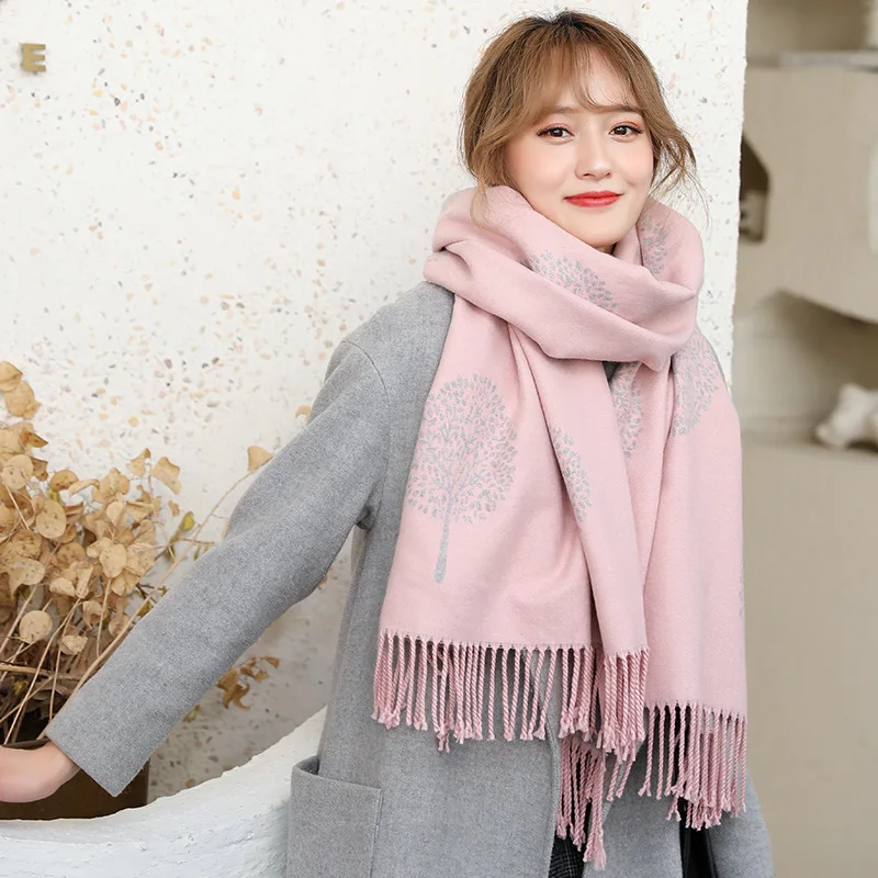 

Fun Prouder Autumn and Winter New Style Cashmere Core-spun Yarn Scarf Female Double-sided Long Tassel Shawl Fashion Warm Scarf