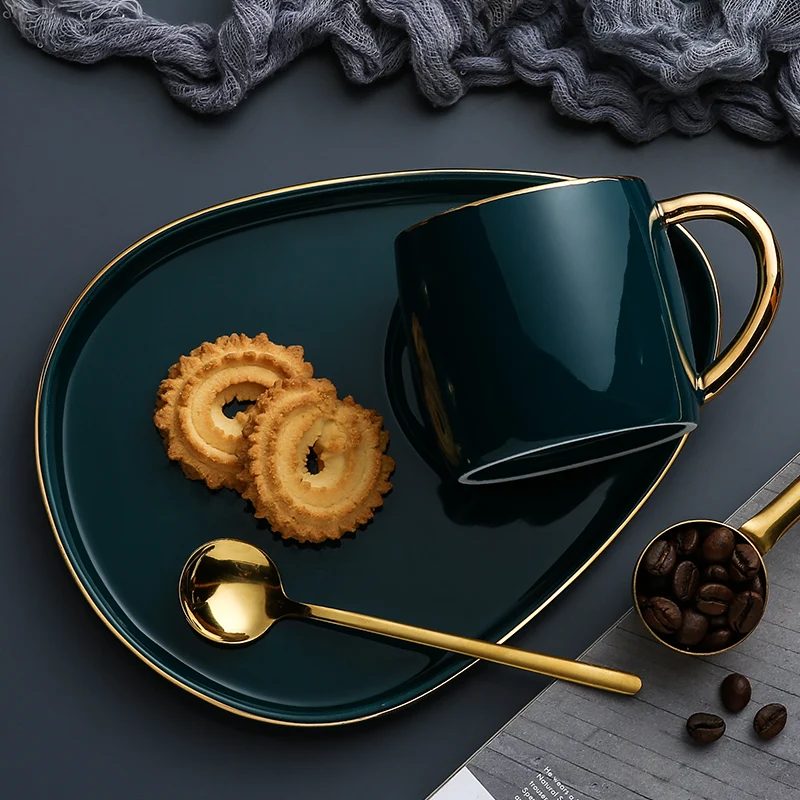 Скандинавская креативная кофейная чашка с ложкой, роскошный десерт, костяной фарфор, высокие чайные чашки, набор, Мате, бикьерка, пластмасса, домашняя посуда для напитков LL50CC - Цвет: Set 7