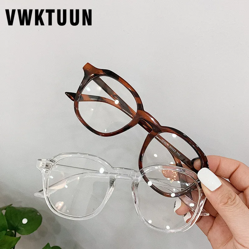 

VWKTUUN Glasses Frame Round Big Eye glasses Frames For Women Men Eyewear Myopia Glasses Frames Students Fake Glasses