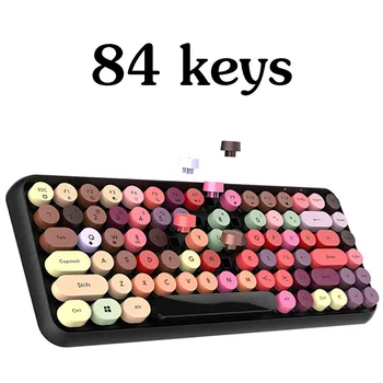 

Retro Colorful 2.4G Wireless Bluetooth Keyboard Mouse Set Round Keycap 3 Adjustable DPI Mouse For Smart Phone Tablets Keyboard