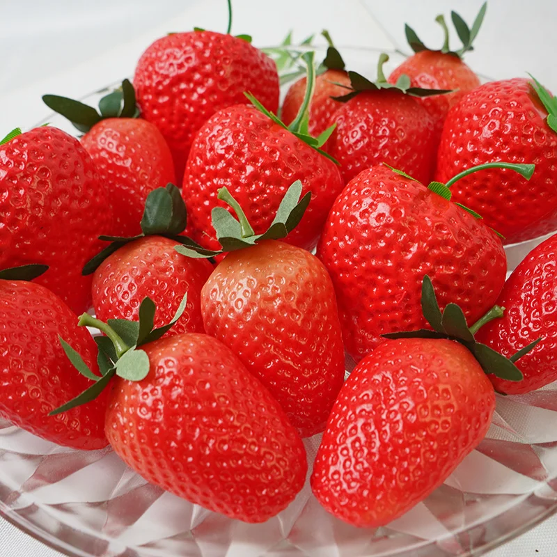 20pcs Cute Artificial Strawberry Decor - Mini Resin Fake Strawberries For Craft & Home Decor
