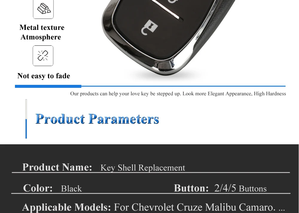 Keyforkess 10pcs Smart Remote Key Shell sostituzione per Chevrolet Cruze Malibu Camaro 2/3/4/5 pulsanti chiavi Fob Body Housing - Hba11037fde984f5493bde06c9f9446f8A