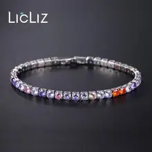 LicLiz, шесть случайных цветов, циркониевые хрустальные теннисные браслеты для женщин, CZ Кристаллы, белая золотая коробка, цветная цепочка, ювелирное изделие LUB0097K
