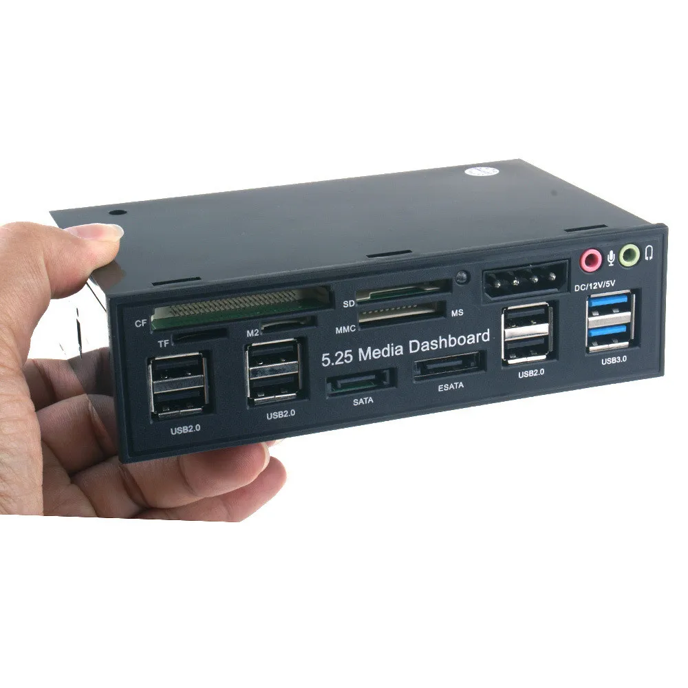 Computer External Card Reader 5.25 Inch USB3.0 Drive Bay SD TF Card Reader SATA USB Hub Audio Front Panel Media Dashboard COD