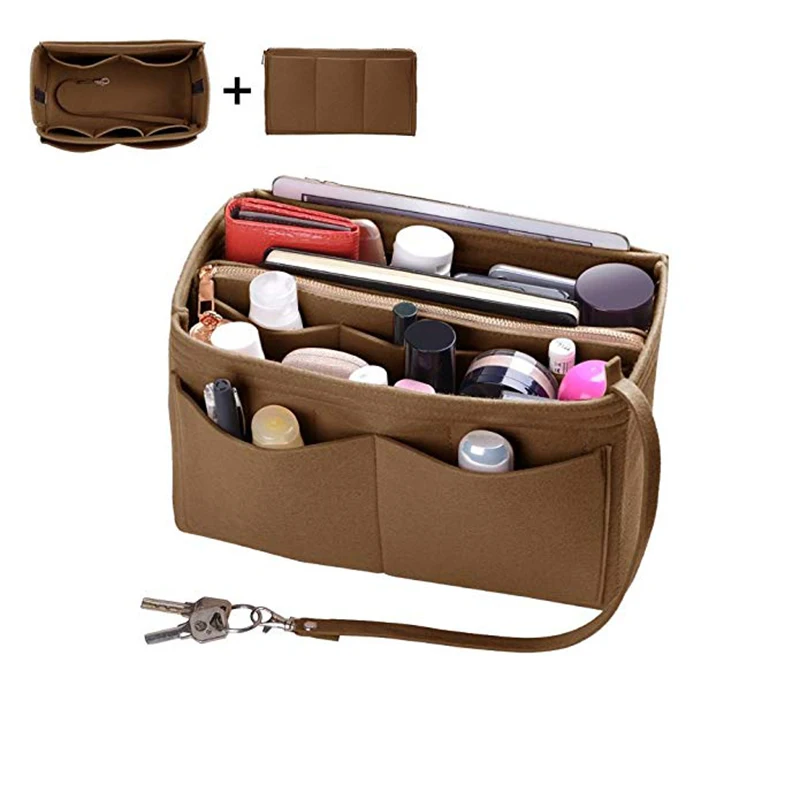 Home Storage Bag Purse Organizer Felt Insert Bag Makeup Organizer Inner Purse Portable Cosmetic Bags Storage Tote L