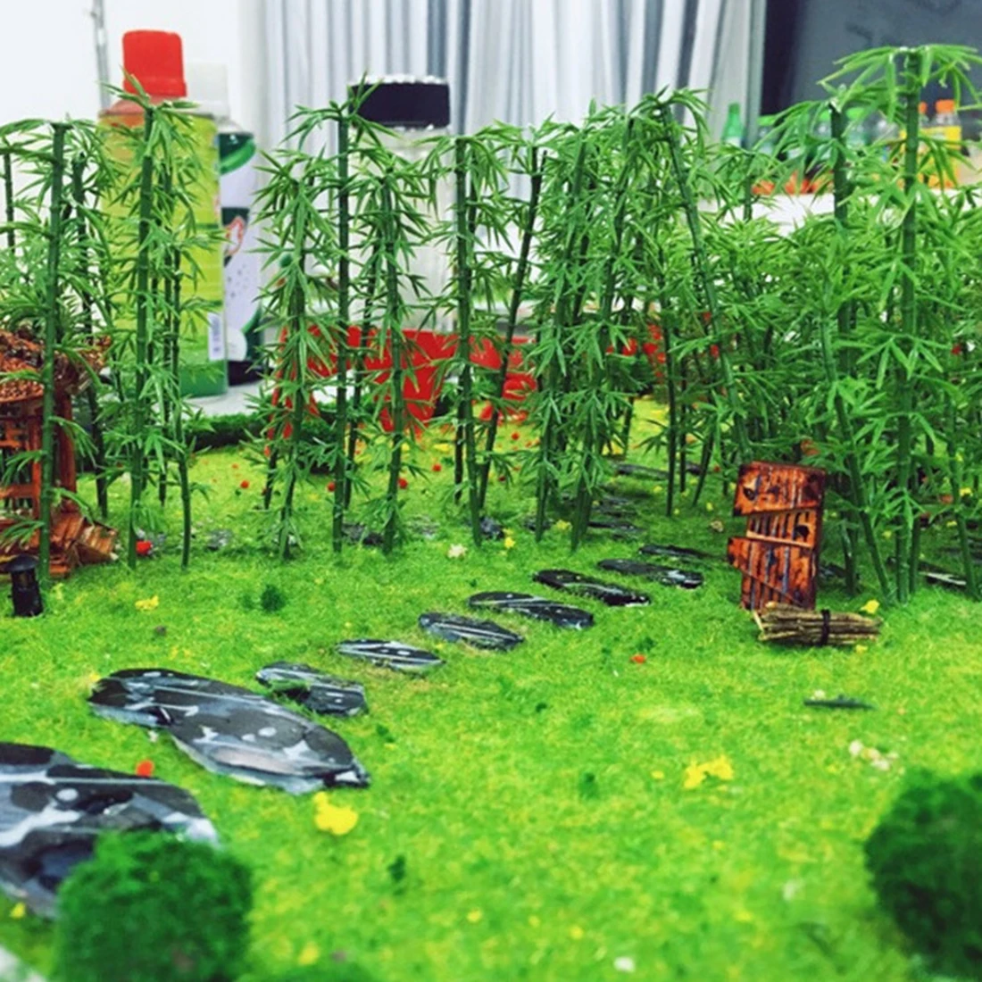  50Pcs 12cm/100Pcs 15cm/100Pcs 13cm Plastic Miniature Model Tree Landscape Bamboo Tree Sand Table Mo
