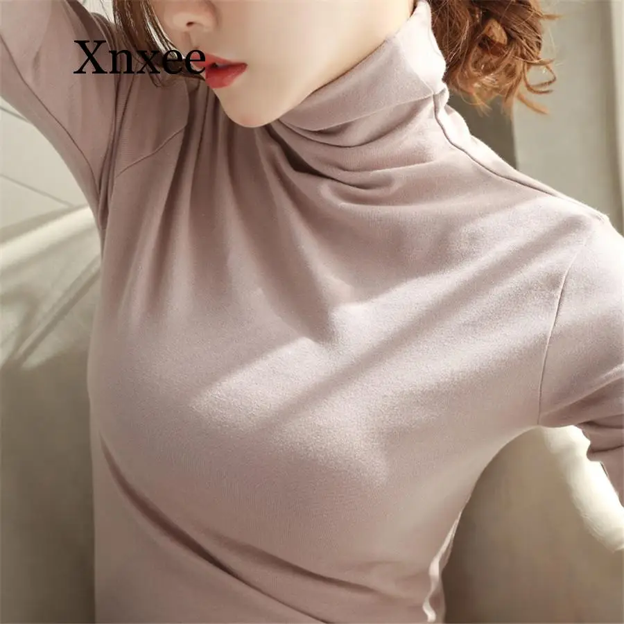 Winter Spring Warm Turtleneck Tops Female Slim Pink Basic Pullovers Korean Sweater for Women Jumper Pull Femme Lady's