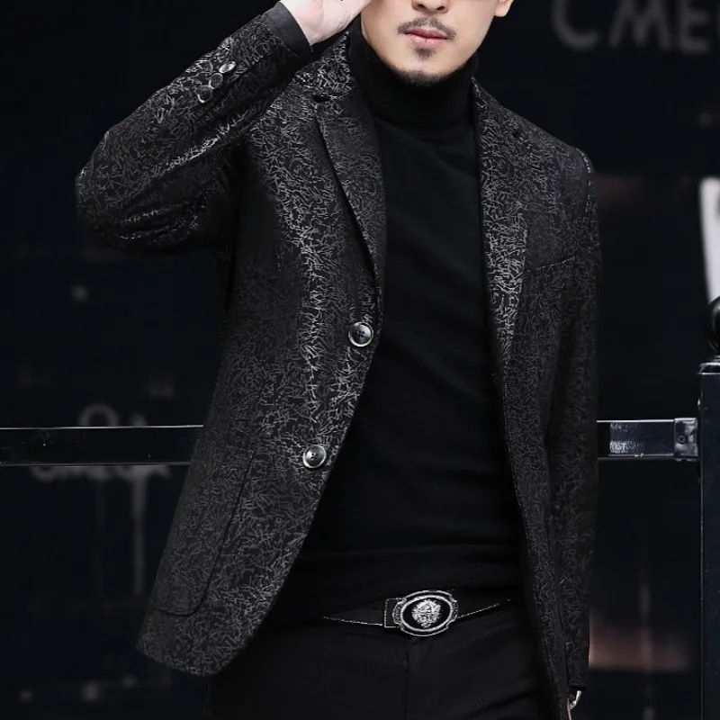 Мужской приталенный Блейзер из овечьей кожи Модный деловой вечерний пиджак в