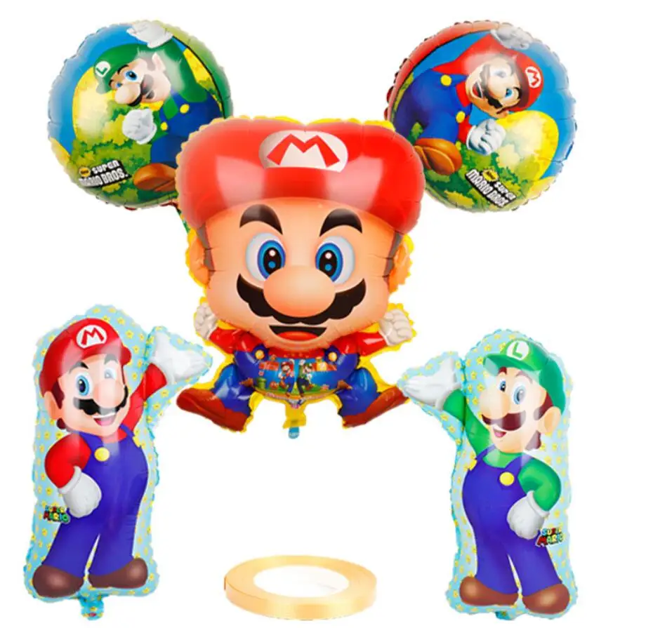 Set Cartoon Figure Mario Bros Luigi Game Figure Inflatable Birthday Decoration Balloons Toys Kid Holiday Home Decoration Toys