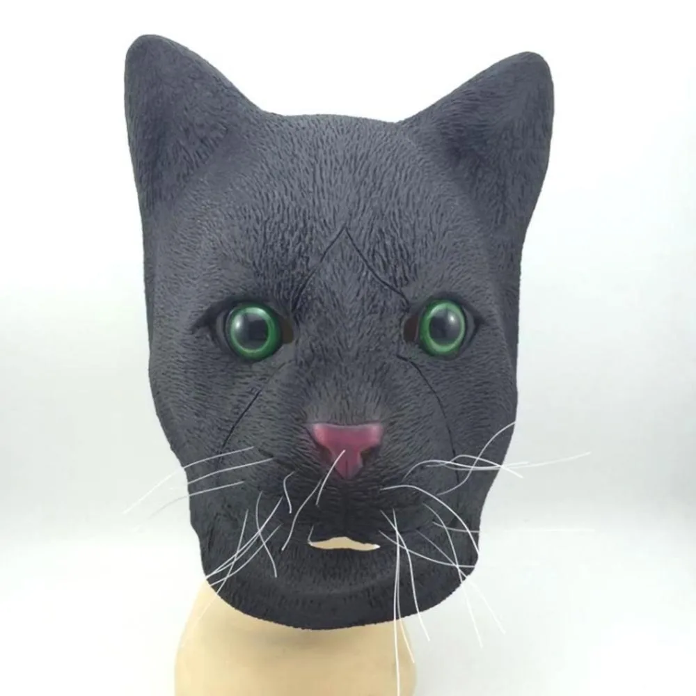 Латексная Маска Funy Full Head Black Cat, костюмы для косплея, карнавальный костюм на Хэллоуин, реквизит для фильмов