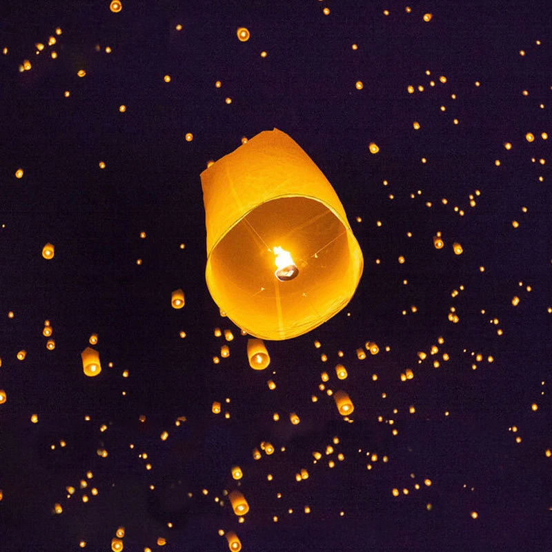 

80x43x32cm 6pcs Skylight Burning Wax Block Lift Paper Hot Air Balloon Paper Lantern Outside Room Decoration Holiday Celebration