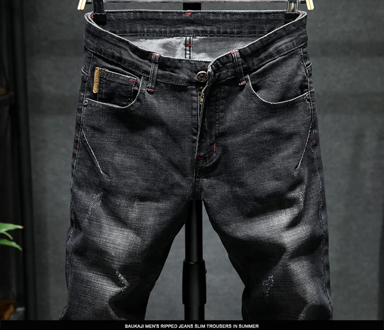 Новинка, обтягивающие дизайнерские мужские джинсы, эластичные хлопковые брюки-карандаш, Стрейчевые узкие джинсы для мужчин
