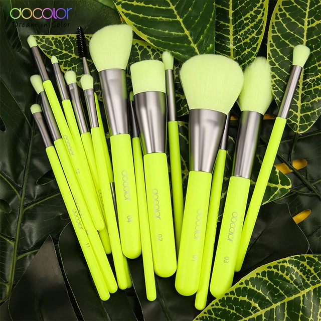 Docolor Neon Makeup Brushes 10/15pcs Professional Synthetic Hair Powder Foundation Eye Shadows Blending Contour Make Up Brushes 5