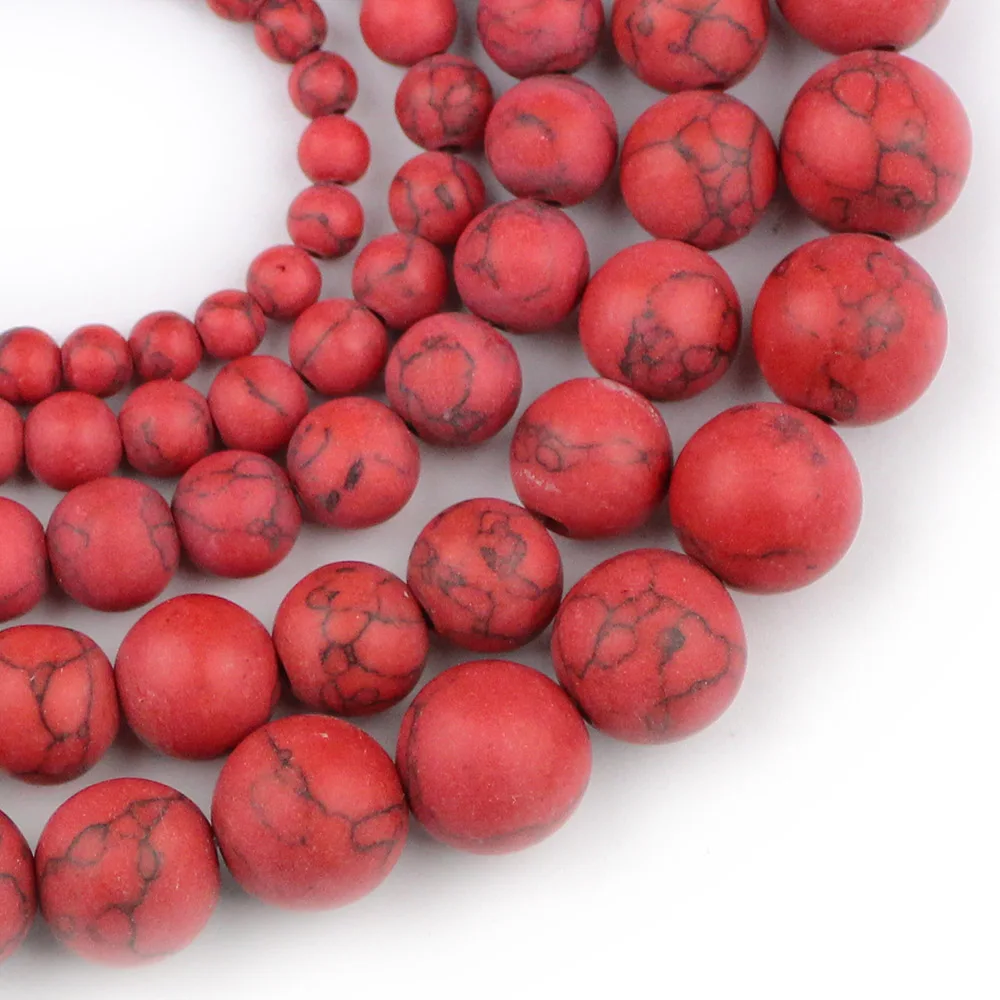 

YHBZRET Red pine beads Matte Natural Stone Round Spacer 4/6/8/10/12MM Loose beads for Jewelry bracelet making accessories DIY
