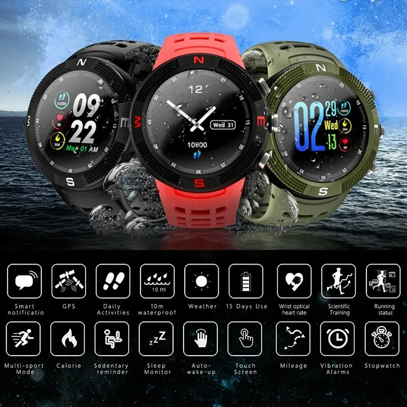 IP68 Waterproof Heart Rate Monitor Sport Wristband GPS Smart Watch Bracelet support IOS Android Running Climbing Swimming