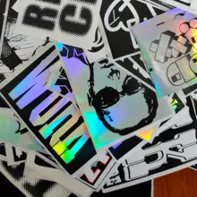 

Holographic Custom Vinyl Graffiti Hologram Eggshell Stickers Die Cut Shape