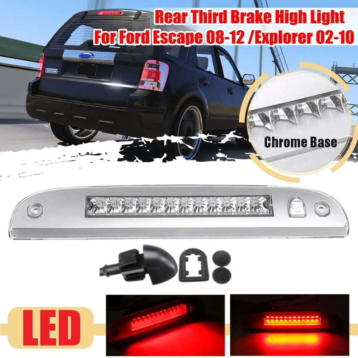 

Car LED Rear High Brake Light For Ford Explorer 2002 2003 2004 2005 2006 2007 2008 2009 2010 Car Tail Middle Third Signal Lamp