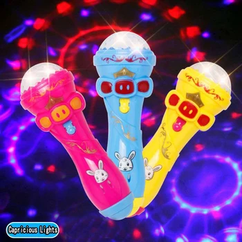 

Flashing Projector Microphone Shine Toys Model Lighting Toy Wireless Music Karaoke Flashing Projector Mike Kids Toy Gifts