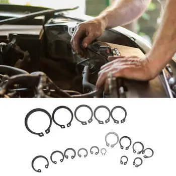 

arandelas de metal 225Pcs C Clip Black Blackening Carbon Steel Hole Shaft Snap Ring Retaining Circlip Kit circlips assortment