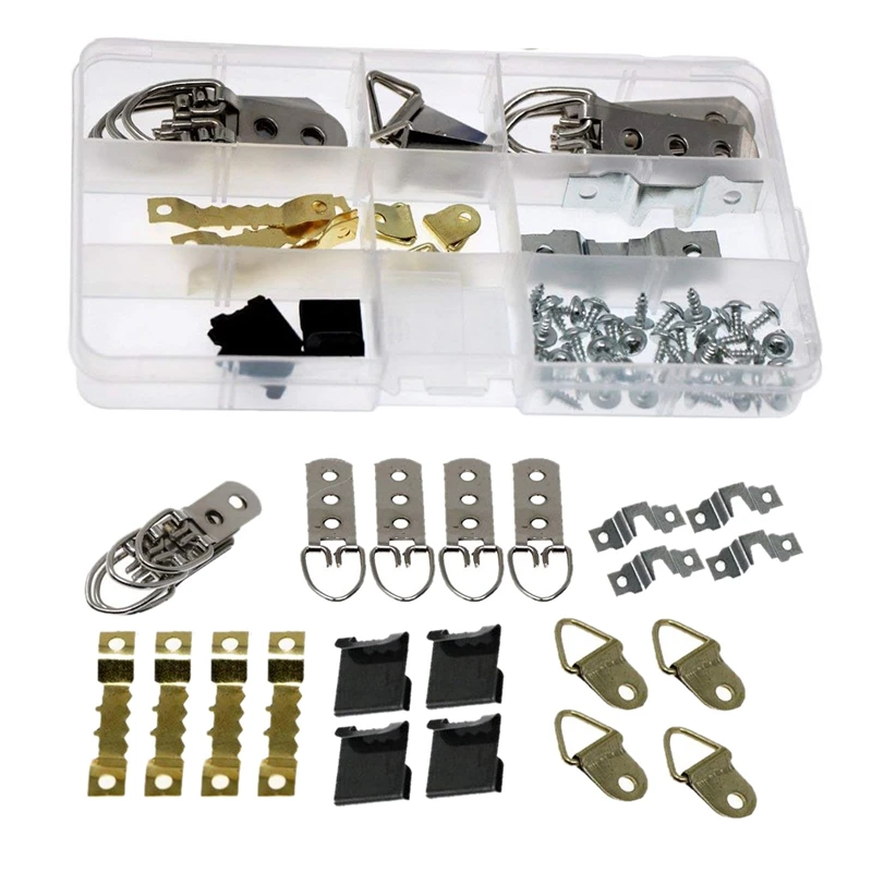 

76Pcs/Sets Photo Frame, Picture Frame, Clock, Hardware Installation Accessories, Storage Box Set, Metal Hook Kit Assembly