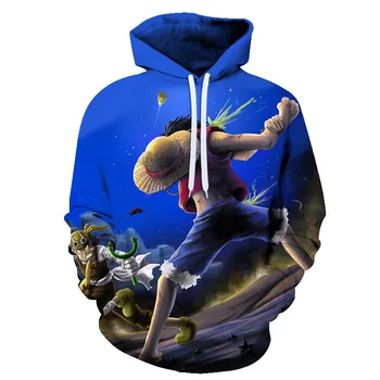 

Latest 3D Anime one piece 3D Fashion Hoodie Men's Leisure Spring Fall Winter Harajuku personality pullovers 3D Print Tops