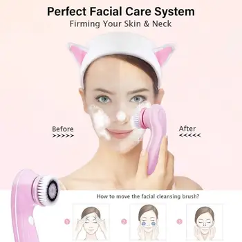 

6 in 1 Cleansing Instrument Household Silicone Rotating Cleansing Usb Charging Beauty Instrument Cleansing Brush Kit