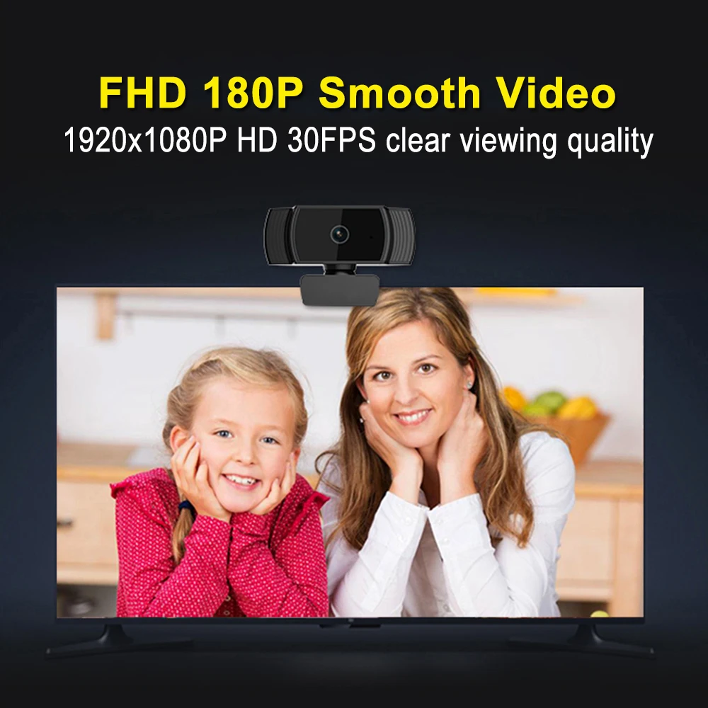 Веб камера HD 1080P Pro с автофокусом Full Широкоформатная мини для видеозвонков и