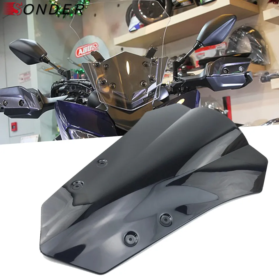 Черный трассировщик лобового стекла для Yamaha MT 09 MT09 FJ09 FJ 2015 2016 15 16 двойной пузырь