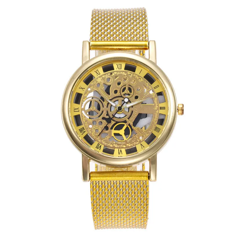 Модные полые Кварцевые часы роскошные серебряные и золотые стальные часы для мужчин и женщин унисекс Hombre кварцевые наручные часы Часы Ретро Relogio