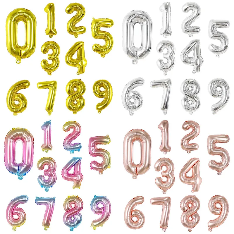 

50Pcs 16Inch Gradient 0-9 Number Balloons Animal Digit Air Globos Birthday Party Decorations Baby Shower Supplies Kids Toys Gift