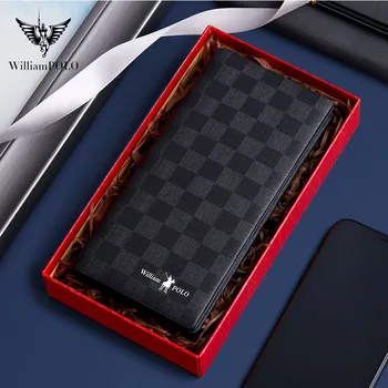 

WILLIAMPOLO New Long wallet men's leather leather men's card bag anti-theft brush fashion clutch bag pl201502
