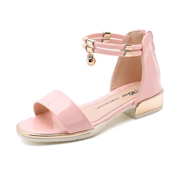 

Summer Fashion New Patent Leather Beading Girls Childrens Soft Bottom Big Kids Princess Sandals Student Beach Shoes 3 - 13 Years